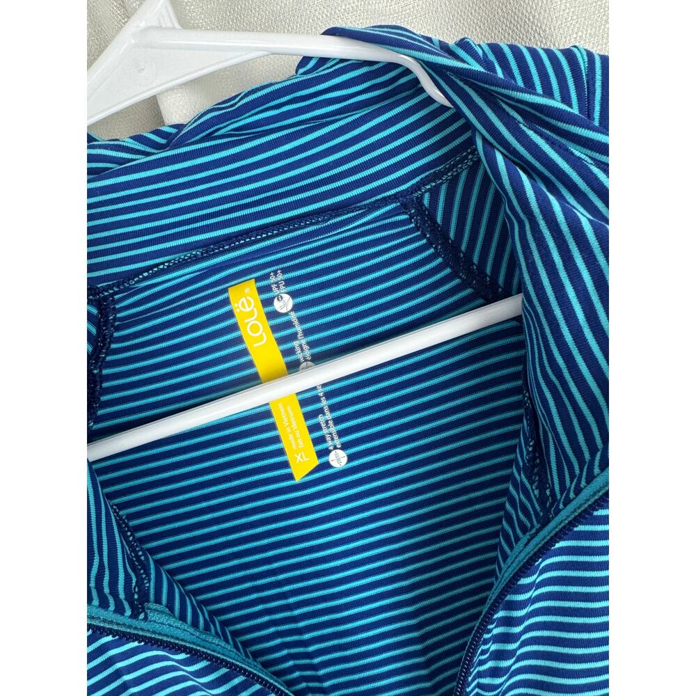 Lole Zip Up Jacket XL Blue Striped Athleisure Yoga Running Activewear - Picture 4 of 6